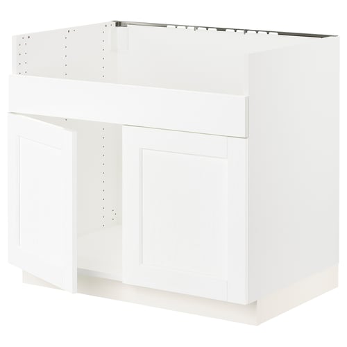 White SEKTION cabinet with classic design, fiberboard structure.