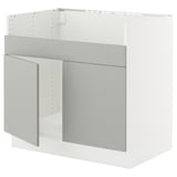 SEKTION Base cab f HAVSEN double bowl sink, white/Havstorp light gray, 36x24x30 "