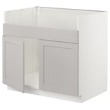 SEKTION Base cab f HAVSEN double bowl sink, white/Lerhyttan light gray, 36x24x30 "