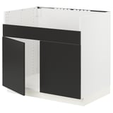 SEKTION Base cab f HAVSEN double bowl sink, white/Nickebo matte anthracite, 36x24x30 "