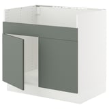 SEKTION Base cab f HAVSEN double bowl sink, white/Nickebo matte grey-green, 36x24x30 "