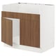 SEKTION Base cab f HAVSEN double bowl sink, white/Tistorp brown walnut effect, 36x24x30 "