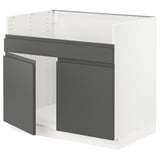 SEKTION Base cab f HAVSEN double bowl sink, white/Voxtorp dark gray, 36x24x30 "