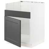 SEKTION Base cab f HAVSEN single bowl sink, white/Axstad dark gray, 24x24x30 "