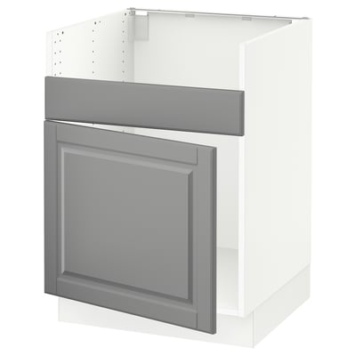 SEKTION Base cab f HAVSEN single bowl sink, white/Bodbyn gray, 24x24x30 "