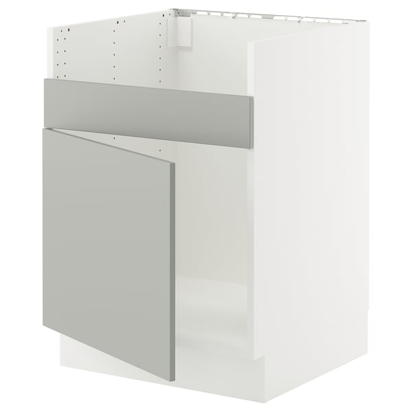 SEKTION Base cab f HAVSEN single bowl sink, white/Havstorp light gray, 24x24x30 "