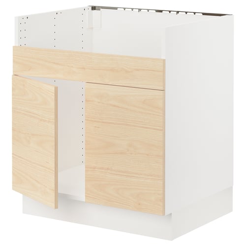 White & wood ikea SEKTION kitchen cabinet.