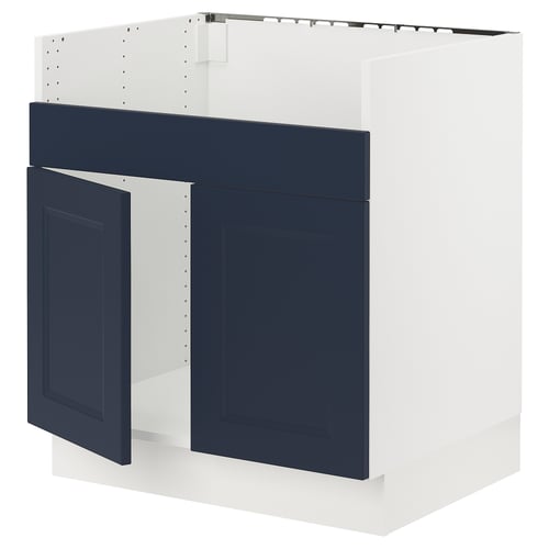 SEKTION kitchen cabinet, blue axstad doors, white frame, modern design.