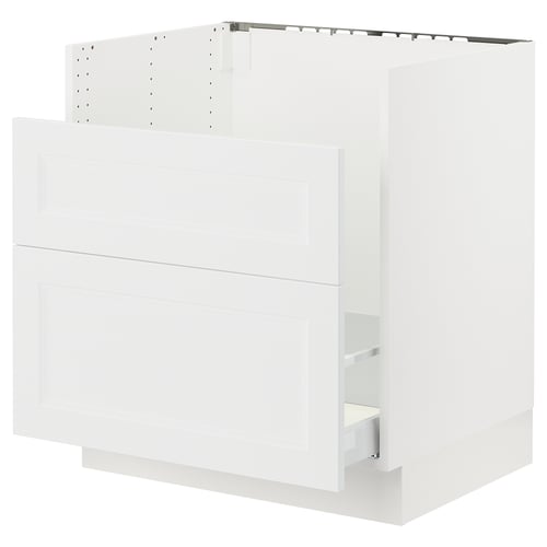 SEKTION white kitchen cabinet with smooth drawer, modern design.