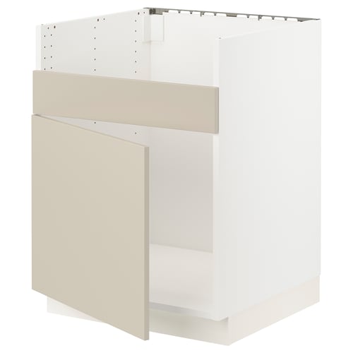 SEKTION kitchen cabinet, beige, rectangular, modern design with metal handles.