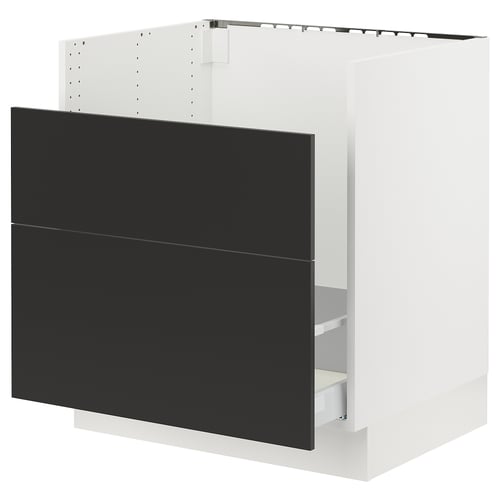 SEKTION kitchen cabinet in white with black drawer front.