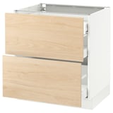 SEKTION Base cab with 2 fronts/3 drawers, white Maximera/Askersund light ash effect, 30x24x30 "