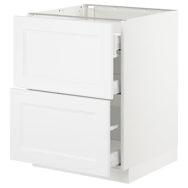 SEKTION Base cab with 2 fronts/3 drawers, white Maximera/Axstad matte white, 24x24x30 "