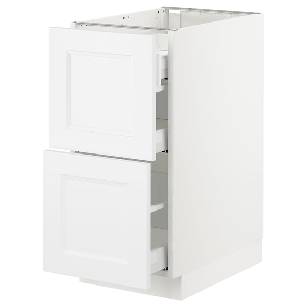 SEKTION Base cab with 2 fronts/3 drawers, white Maximera/Axstad matte white, 15x24x30 "