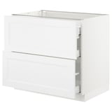 SEKTION Base cab with 2 fronts/3 drawers, white Maximera/Axstad matte white, 36x24x30 "