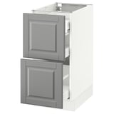 SEKTION Base cab with 2 fronts/3 drawers, white Maximera/Bodbyn gray, 15x24x30 "