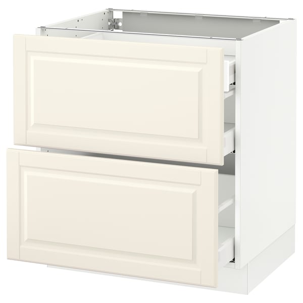 SEKTION Base cab with 2 fronts/3 drawers, white Maximera/Bodbyn off-white, 30x24x30 "