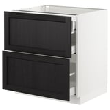 SEKTION Base cab with 2 fronts/3 drawers, white Maximera/Lerhyttan black stained, 30x24x30 "