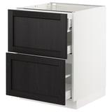 SEKTION Base cab with 2 fronts/3 drawers, white Maximera/Lerhyttan black stained, 24x24x30 "