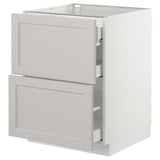SEKTION Base cab with 2 fronts/3 drawers, white Maximera/Lerhyttan light gray, 24x24x30 "