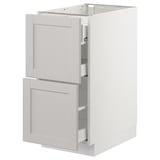 SEKTION Base cab with 2 fronts/3 drawers, white Maximera/Lerhyttan light gray, 15x24x30 "