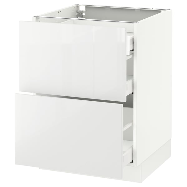 SEKTION Base cab with 2 fronts/3 drawers, white Maximera/Ringhult white, 24x24x30 "