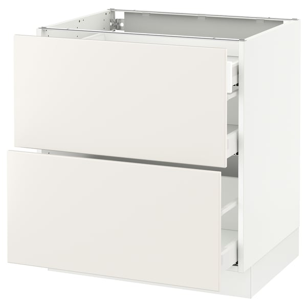 SEKTION Base cab with 2 fronts/3 drawers, white Maximera/Veddinge white, 30x24x30 "