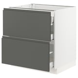 SEKTION Base cab with 2 fronts/3 drawers, white Maximera/Voxtorp dark gray, 30x24x30 "