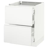 SEKTION Base cab with 2 fronts/3 drawers, white Maximera/Voxtorp matte white, 24x24x30 "