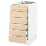 SEKTION Base cabinet/6 fronts/6 low drawers, white Maximera/Askersund light ash effect, 15x24x30 "
