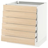 SEKTION Base cabinet/6 fronts/6 low drawers, white Maximera/Askersund light ash effect, 30x24x30 "