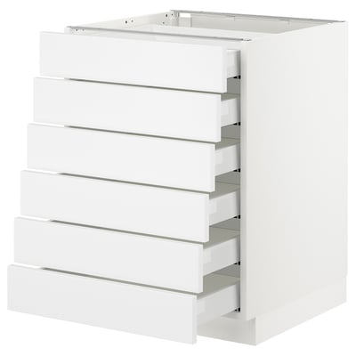 SEKTION Base cabinet/6 fronts/6 low drawers, white Maximera/Axstad matte white, 24x24x30 "