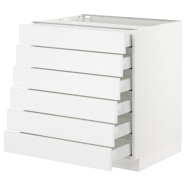 SEKTION Base cabinet/6 fronts/6 low drawers, white Maximera/Axstad matte white, 30x24x30 "