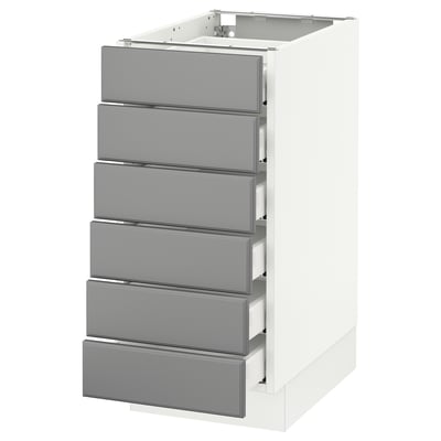 SEKTION Base cabinet/6 fronts/6 low drawers, white Maximera/Bodbyn gray, 15x24x30 "