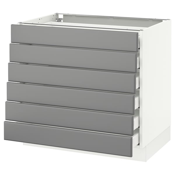 SEKTION Base cabinet/6 fronts/6 low drawers, white Maximera/Bodbyn gray, 36x24x30 "