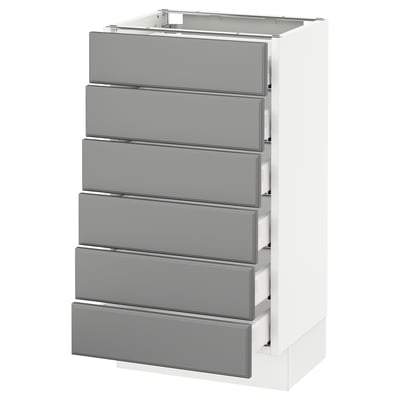 SEKTION Base cabinet/6 fronts/6 low drawers, white Maximera/Bodbyn gray, 18x15x30 "