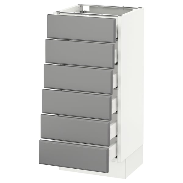 SEKTION Base cabinet/6 fronts/6 low drawers, white Maximera/Bodbyn gray, 15x15x30 "