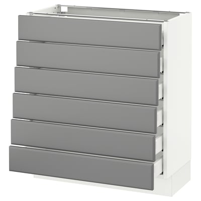 SEKTION Base cabinet/6 fronts/6 low drawers, white Maximera/Bodbyn gray, 30x15x30 "