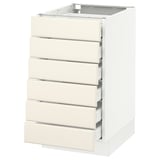SEKTION Base cabinet/6 fronts/6 low drawers, white Maximera/Bodbyn off-white, 18x24x30 "