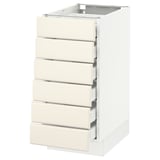 SEKTION Base cabinet/6 fronts/6 low drawers, white Maximera/Bodbyn off-white, 15x24x30 "
