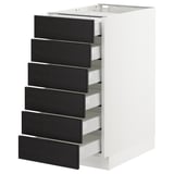 SEKTION Base cabinet/6 fronts/6 low drawers, white Maximera/Lerhyttan black stained, 15x24x30 "