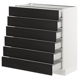 SEKTION Base cabinet/6 fronts/6 low drawers, white Maximera/Lerhyttan black stained, 30x15x30 "