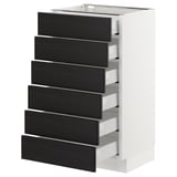 SEKTION Base cabinet/6 fronts/6 low drawers, white Maximera/Lerhyttan black stained, 18x15x30 "