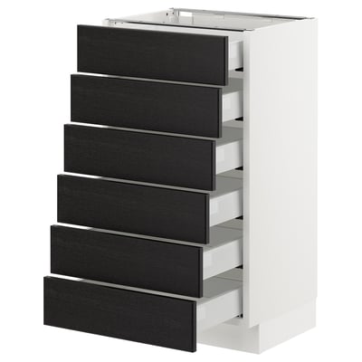 SEKTION kitchen cabinet in white with six black drawers, rectangular shape, modern design.