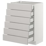 SEKTION Base cabinet/6 fronts/6 low drawers, white Maximera/Lerhyttan light gray, 24x15x30 "