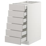 SEKTION Base cabinet/6 fronts/6 low drawers, white Maximera/Lerhyttan light gray, 15x24x30 "