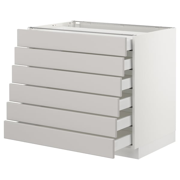 SEKTION Base cabinet/6 fronts/6 low drawers, white Maximera/Lerhyttan light gray, 36x24x30 "