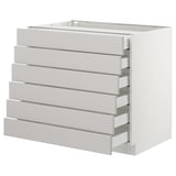 SEKTION Base cabinet/6 fronts/6 low drawers, white Maximera/Lerhyttan light gray, 36x24x30 "