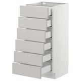 SEKTION Base cabinet/6 fronts/6 low drawers, white Maximera/Lerhyttan light gray, 15x15x30 "