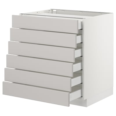 SEKTION Base cabinet/6 fronts/6 low drawers, white Maximera/Lerhyttan light gray, 30x24x30 "